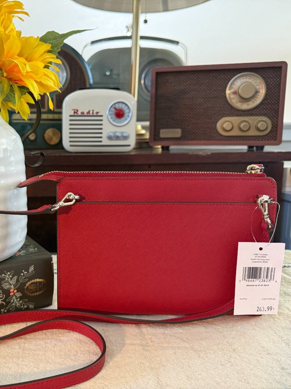 NWT Kate Spade New York Laurel Way Roxanna Large Crossbody Wallet | Cherry Red